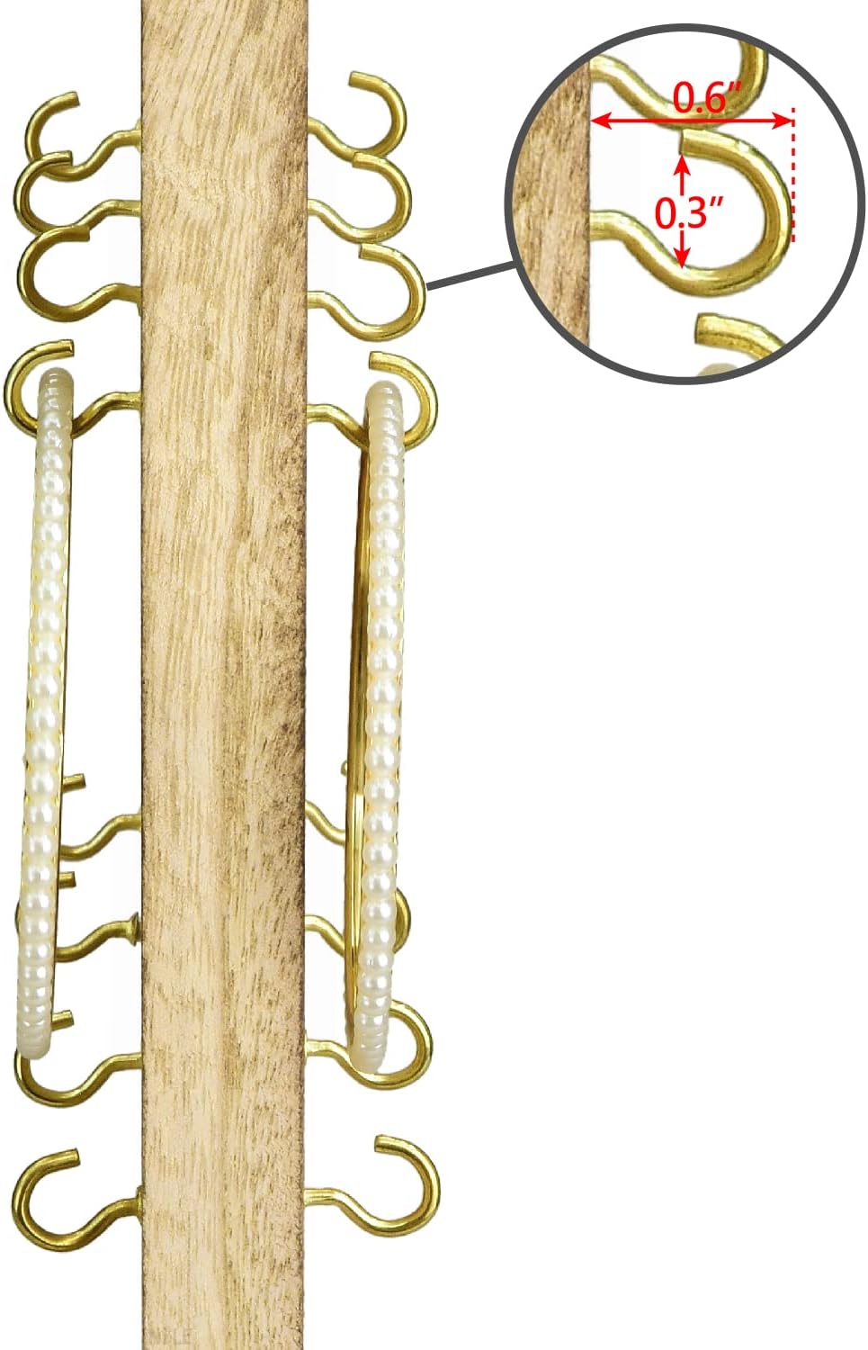 Ikee Design Drehbarer zweiseitiger Schmuckständer aus Holz, drehbarer Organizer mit 32 Haken zur Auf