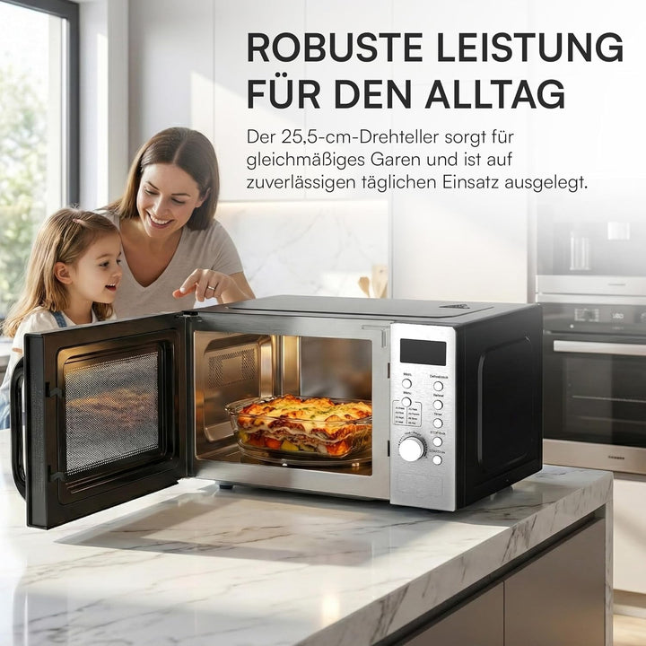 HMW‑D2060SS Mikrowelle, 20L, 700W • Digitales LED‑Display - 8 Automatikprogramme, Timer & Auftaufunk