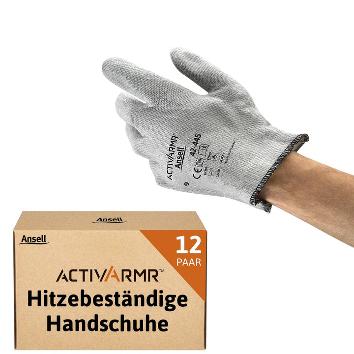 Ansell ActivArmr 42-445 Spezialzweck-Handschuhe, Mechanikschutz, Grau, Grösse 8 (12 Paar) 8 (M) Stan