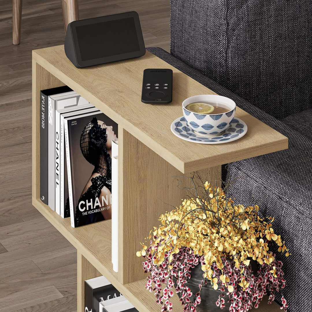 HOCUS PICUS | Moderner Holz Beistelltisch mit 2 Etagen | Vielseitiger Sofatisch, Regal-Organizer | I