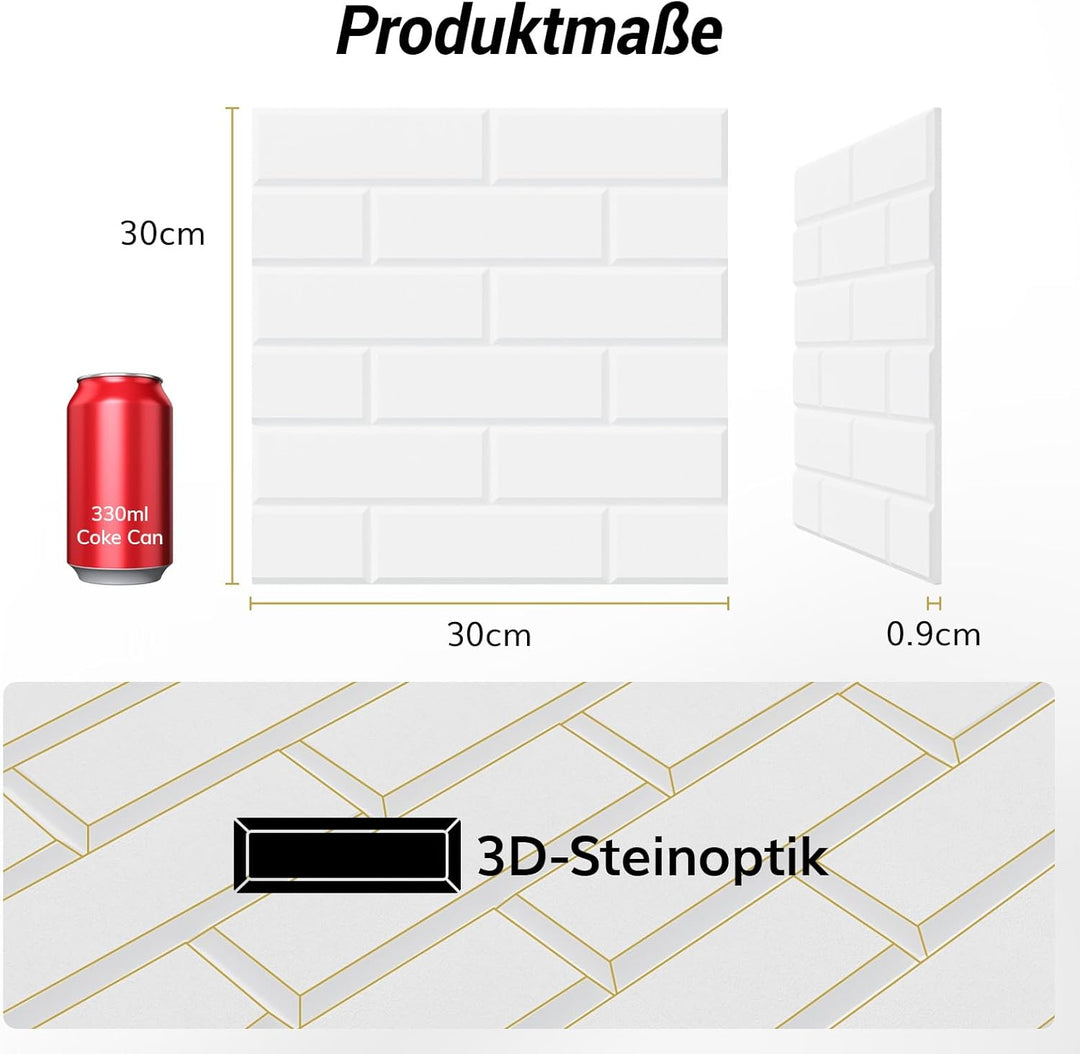 TONOR Ziegeltyp Akustikpaneele selbstklebend, 36 St.30x30x0,9cm Schalldämmung Schallschutzplatten, W