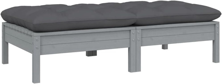 vidaXL 2-Sitzer-Gartensofa mit Kissen Grau Massivholz Kiefer