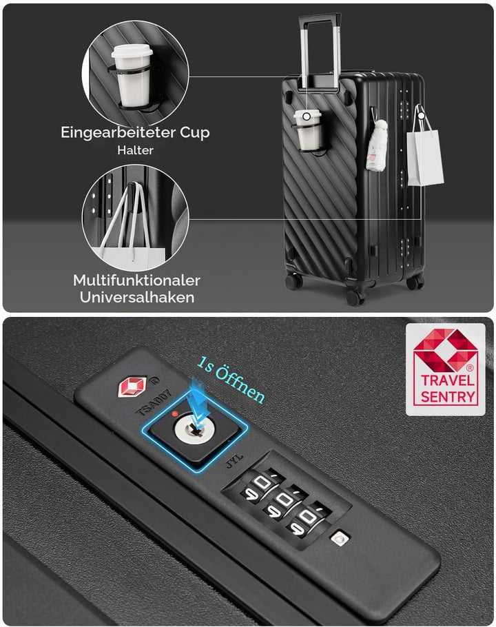 Sea choice Kofferset 2 Teilig Hartschale Trolley Handgepäck mit Laptopfach und Grosse Kapazität 30in