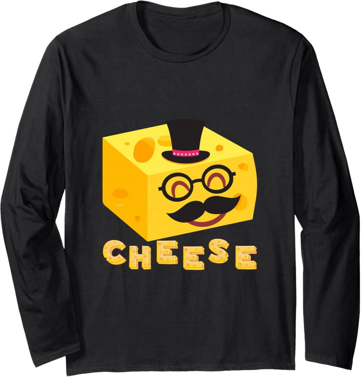 Käse mit Hut & Schnurrbart Lustiges Geschenk Fun Langarmshirt