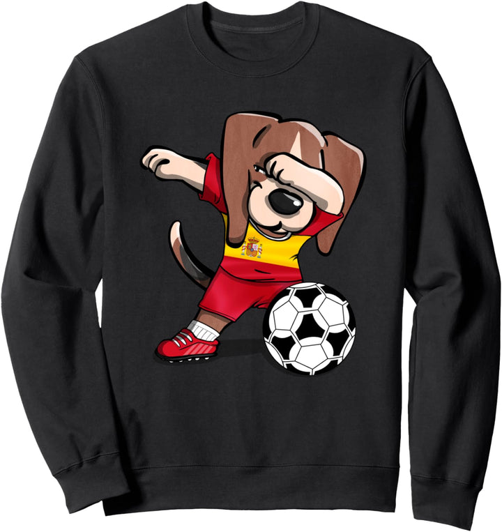 Dabbing Beagle-Hund Spanien Fussball - Spanische Flagge Sweatshirt