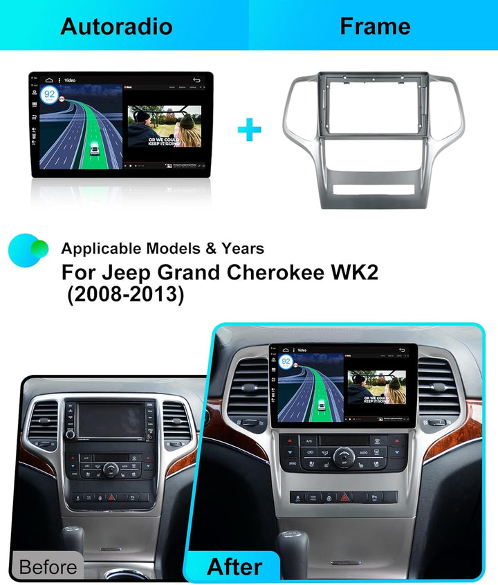 Android 15 IPS Autoradio Passt für Jeep Grand Cherokee WK2 (2008-2013) - Eingebautes CarPlay Android