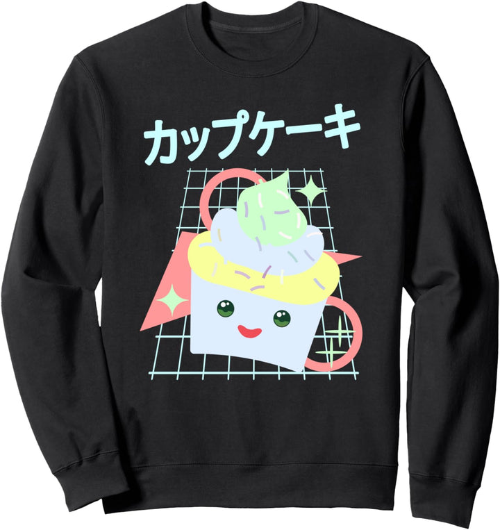 90s Japanese Otaku Stylish Aesthetic Kawaii Cupcake Design Sweatshirt
