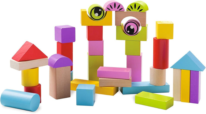 Eichhorn 100001833 - Eichhorn, Spiel- und Lauflernwagen - teilmontiert - mit 35 bunten Bausteinen au