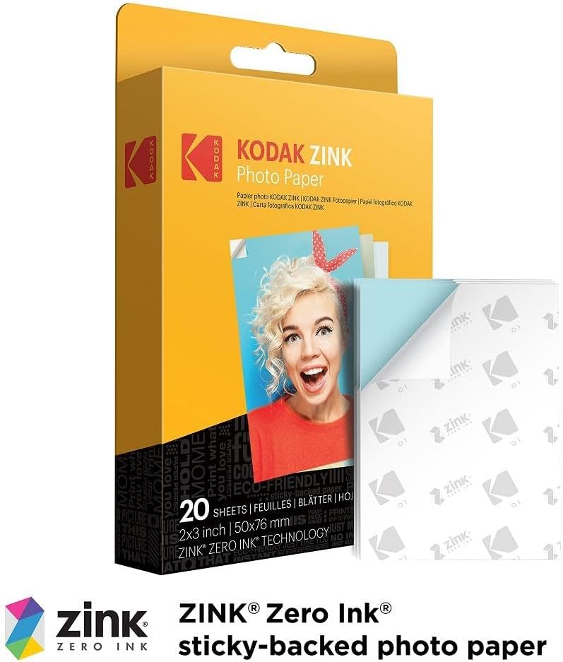 KODAK Printomatic Sofortbildkamera (Grün) Geschenkpaket + Zinkpapier (20 Blatt) + Etui + 7 Aufkleber