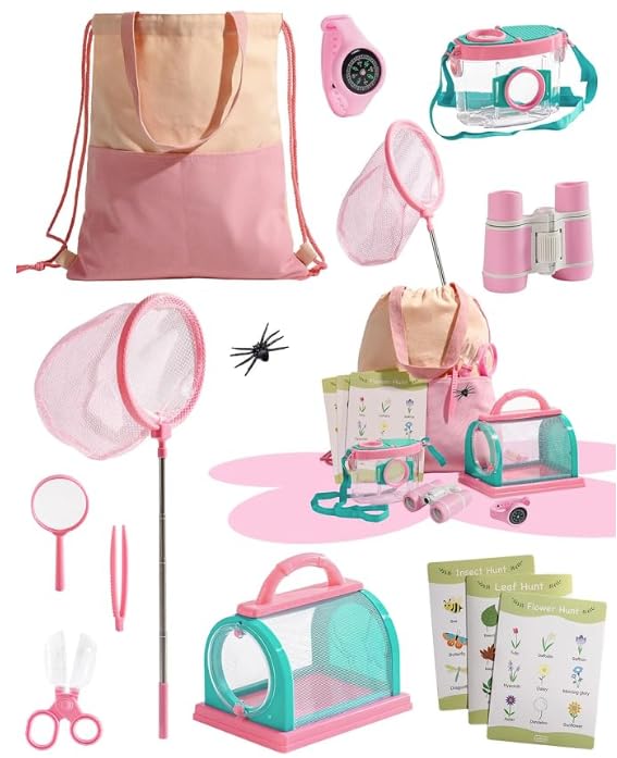 ROBOTIME Entdecker Kit & Insektenfänger-Set, 12-in-1 Outdoor-Abenteuerset für Kinder mit Kinderferng