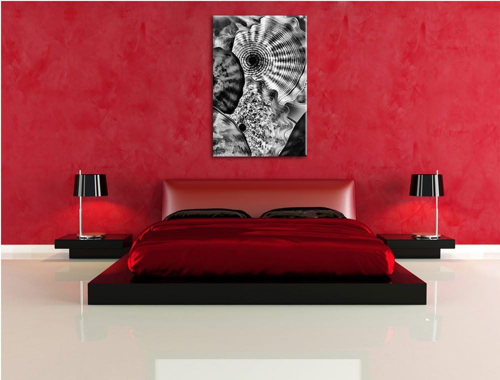 Monocrome, bunte Quallen, Format: 100x70 auf Leinwand, XXL riesige Bilder fertig gerahmt mit Keilrah