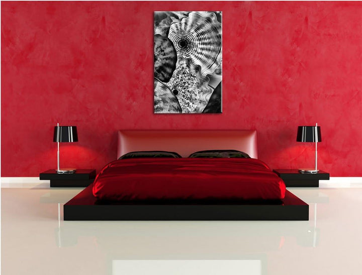Monocrome, bunte Quallen, Format: 100x70 auf Leinwand, XXL riesige Bilder fertig gerahmt mit Keilrah