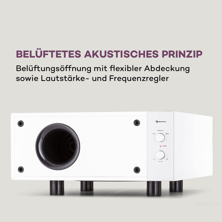 auna Two Hi-Fi Subwoofer mit Auto-Off, 80W RMS Subwoofer Passiv, HiFi-Lautsprecher Boxen für Heimkin