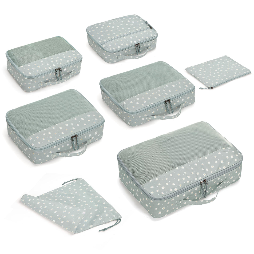 ECOHUB Koffer Organizer 7-teilig mit Stilvollem Designs für Reisen | Stilvolle Packing Cubes mit 3 D