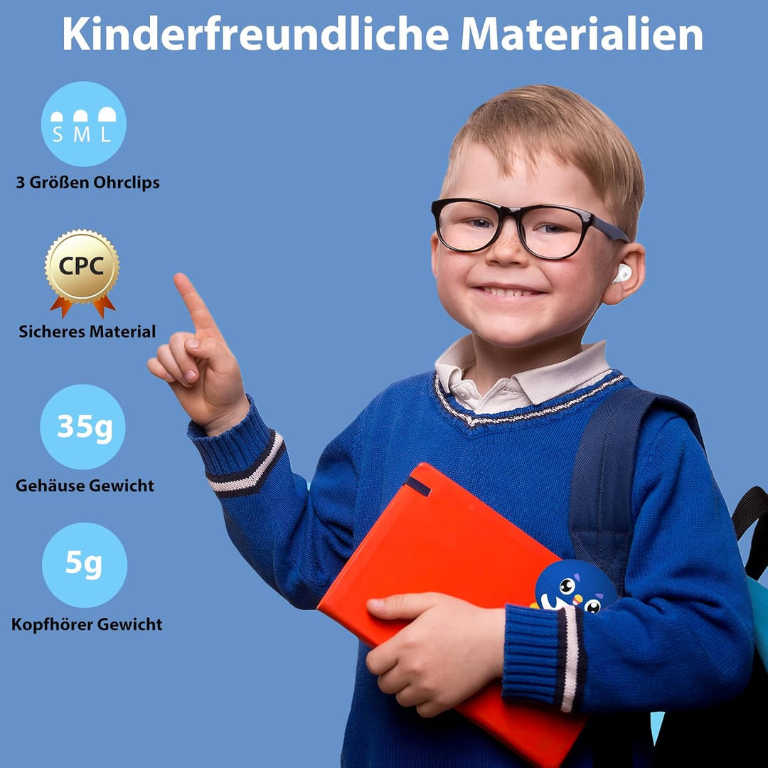 In-Ear Bluetooth Kopfhörer Kinder, Kopfhörer Bluetooth Kinder mit Mikrofon, HD Stereo, 30-Stunden-Ak