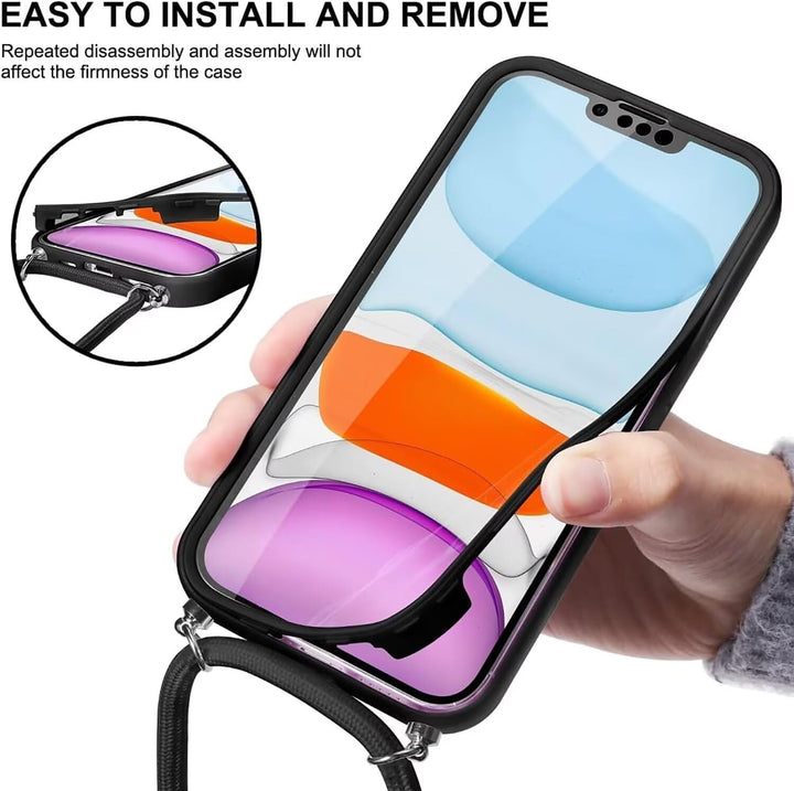 FERLAN Handykette für iPhone 17 Pro Hülle mit Band,Transparent 360 Grad Rundumschutz Schutzhülle mit