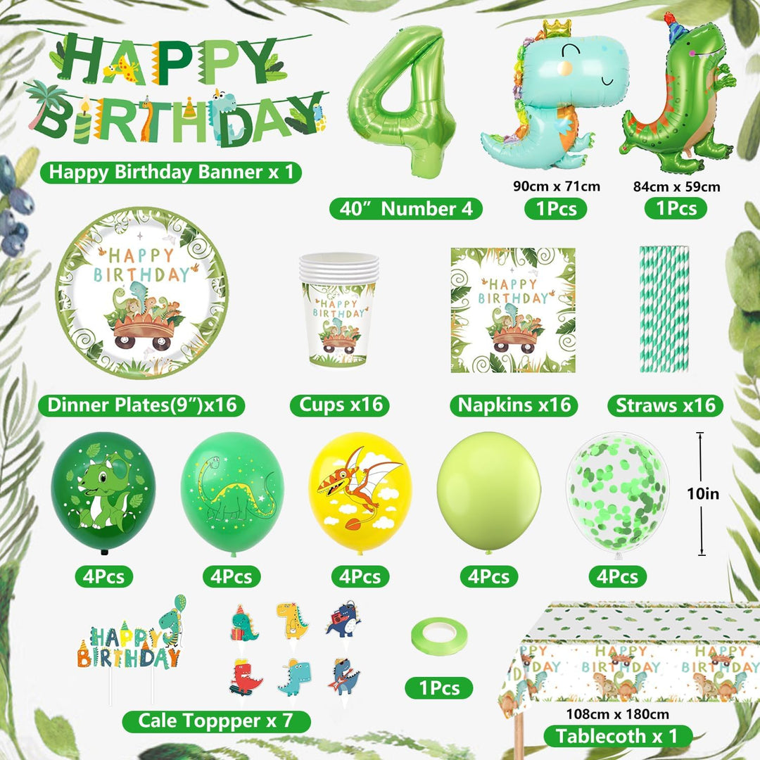 Dino Geburtstag Deko 4 Jahre, Dinosaurier Partygeschirr Set, Geburtstagsdeko 4 Jahre Junge, Dinosaur