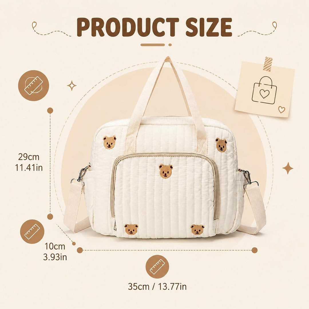 Wickeltasche für Neugeborene, Wickeltasche Baumwolle mit Stickerei, Kliniktasche für Geburt, Baby Ta