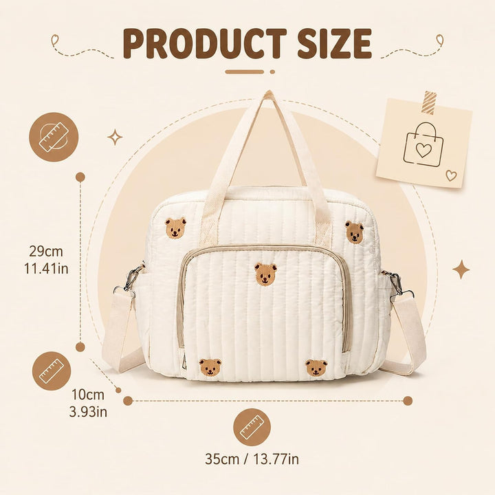 Wickeltasche für Neugeborene, Wickeltasche Baumwolle mit Stickerei, Kliniktasche für Geburt, Baby Ta