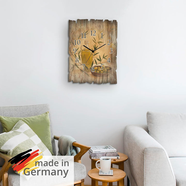 ARTLAND Wanddeko Wanduhr ohne Tickgeräusche aus Holz Funk Uhr 30x40 cm Rechteckig Lautlos Stillleben