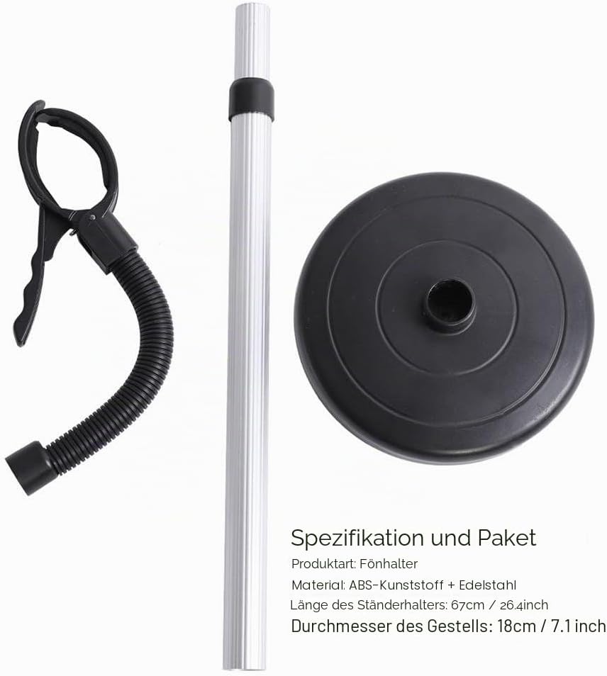 Dioche Haartrocknerhalter 360 Grad Einstellbar Haartrockner Halter Edelstahl Handfrei Abnehmbar Saug