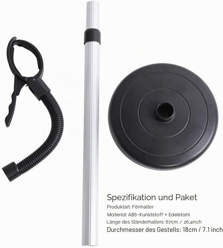 Dioche Haartrocknerhalter 360 Grad Einstellbar Haartrockner Halter Edelstahl Handfrei Abnehmbar Saug