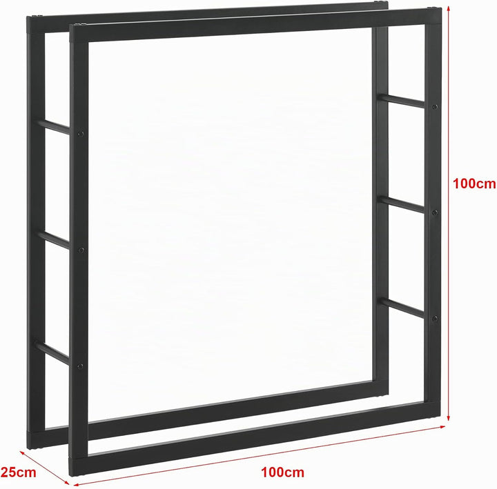 [en.casa] Kaminholzregal Täby Brennholzregal innen aussen Metall 100 x 25 x 100 cm Holzunterstand St