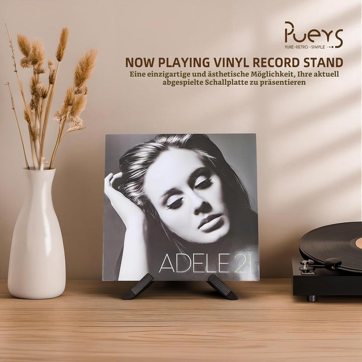 PUERSI Now Playing Vinyl Stand, Stilvoller Holz Schallplattenständer | Schallplattenhalter, Moderner