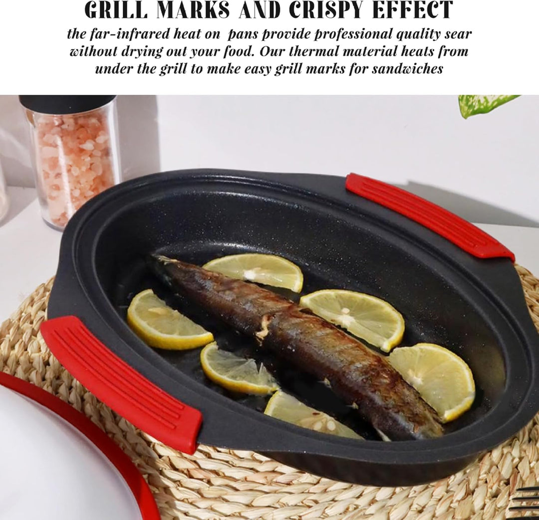 Mikrowellen-Grillpfanne mit Deckel, Speckkocher, Crisper, Grillkäsebereiter, spülmaschinenfest für e