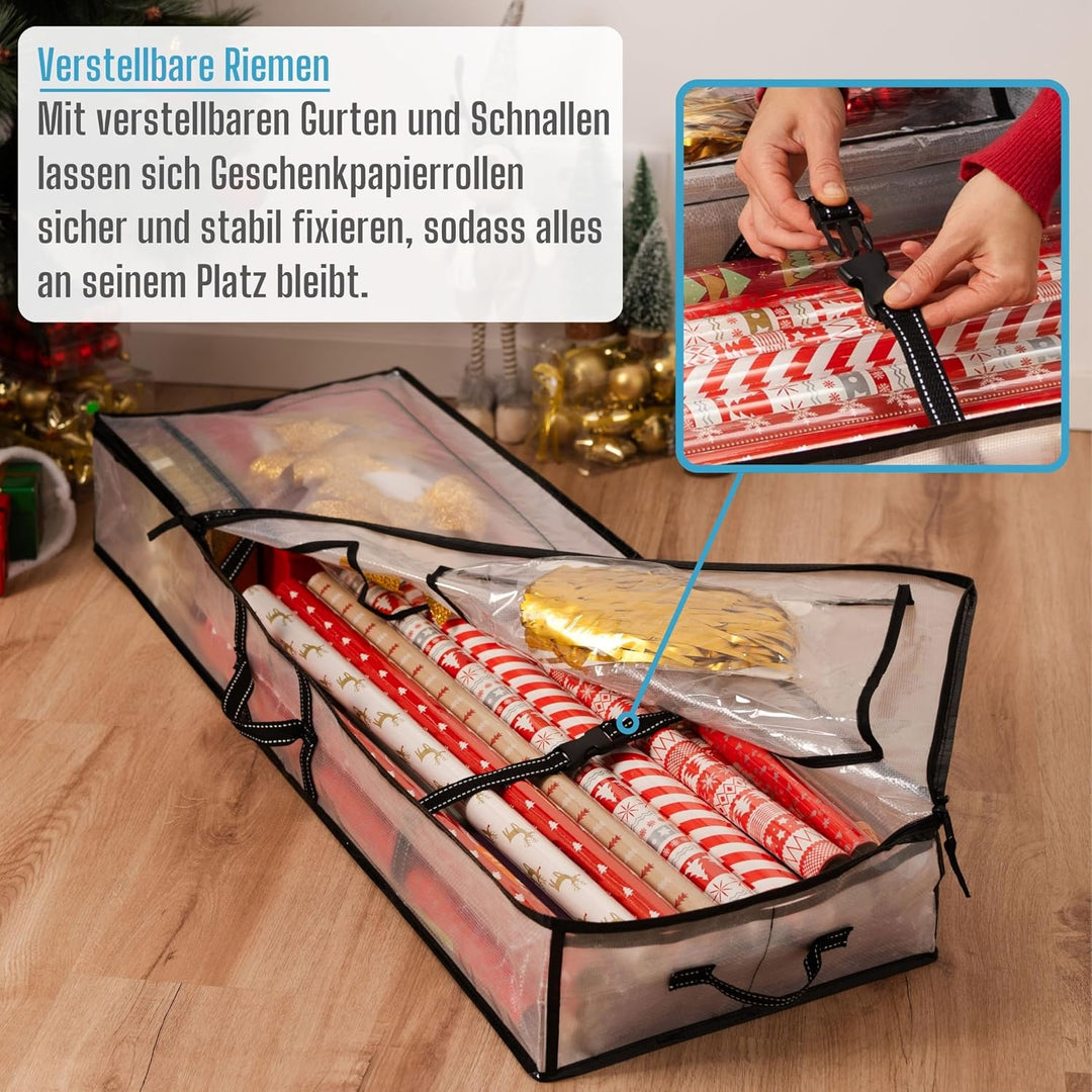 VENO Transparente Geschenkpapier-Organizer-Aufbewahrungsbox für Geburtstag, Weihnachtsgeschenktüten