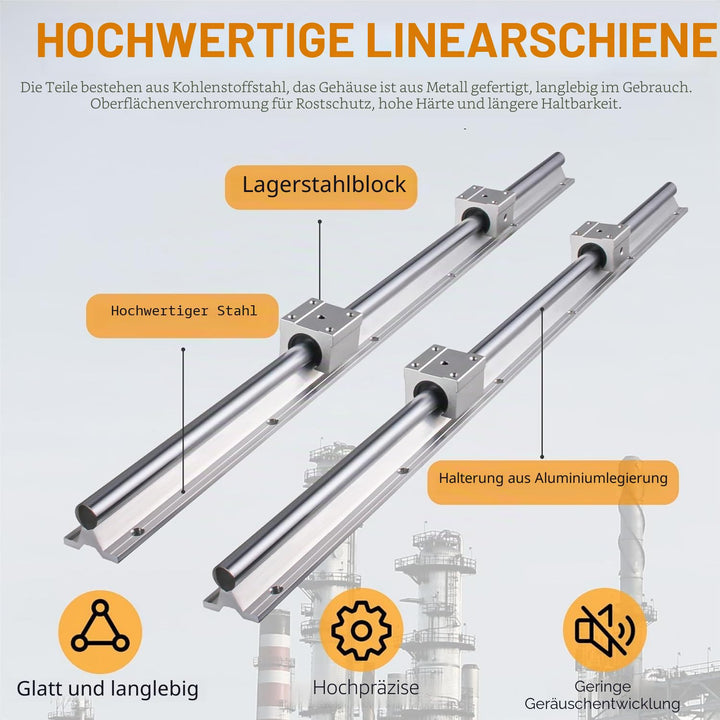 CNCYEAH 2Pcs SBR16 Linearführung 500mm mit Griffe, 2Pcs Gleitschiene Welle mit+4Pcs SBR16UU Linearwa
