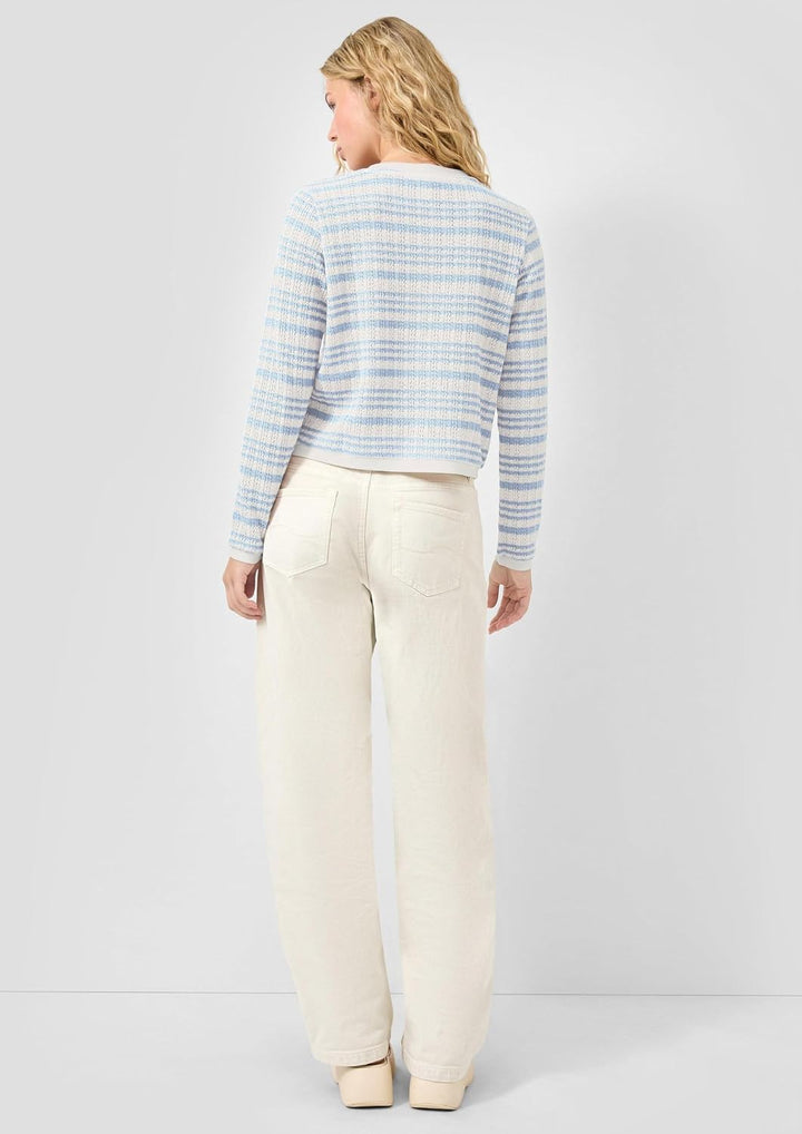 QS Damen Longsleeve mit Ajourmuster T-Shirt Langarm mit Ajourmuster XS 51g0_hellblau, XS 51g0_hellbl