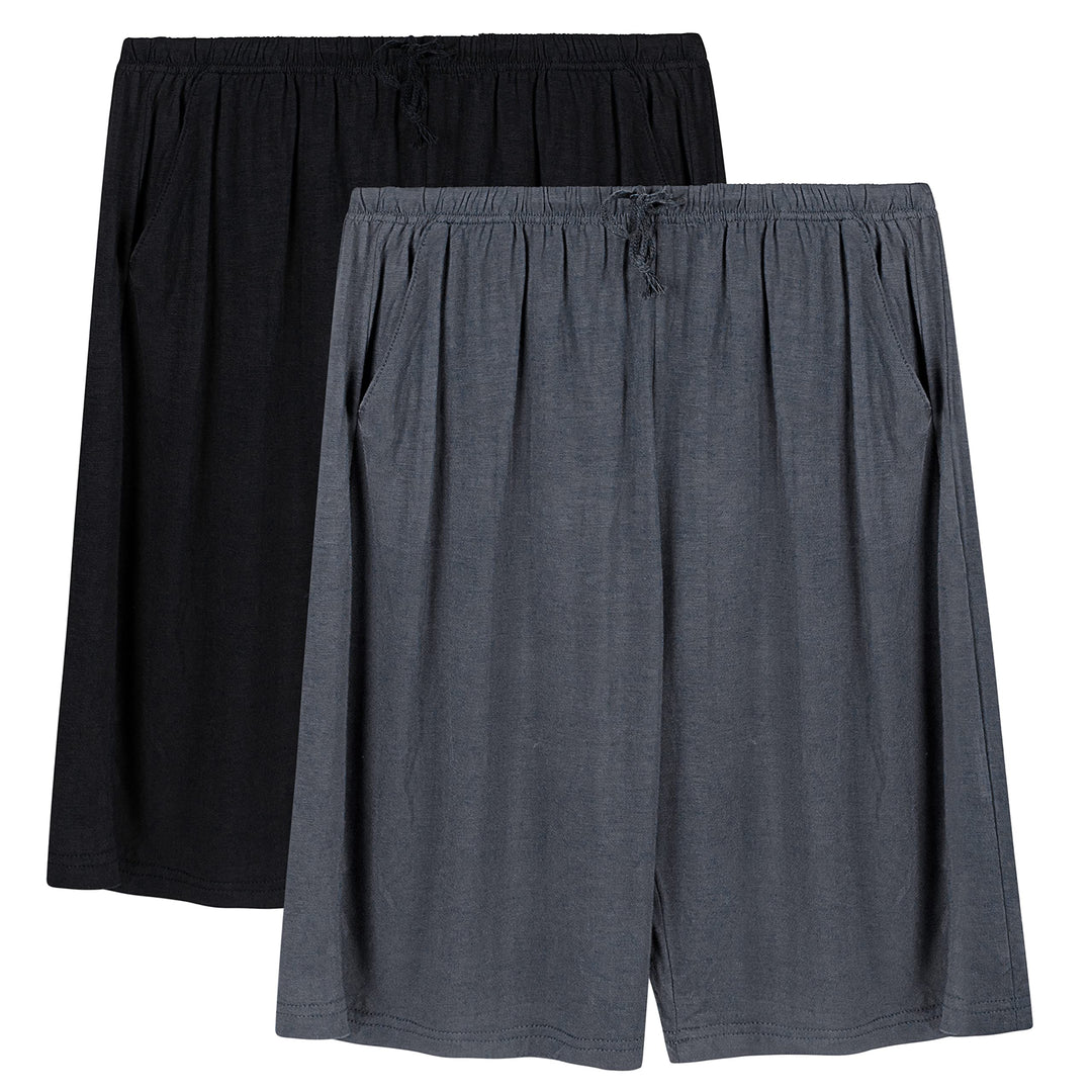 Chalier Cozy 2er Pack Pyjamahose Herren Kurz Modal Schlafanzughose Weich Verstellbare Taille, Beidse