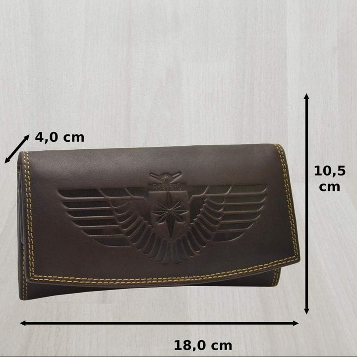 flevado RFID Schutz Grosse Leder Damen Brieftasche Vintage mit Adler Motiv Biker Geldbörse