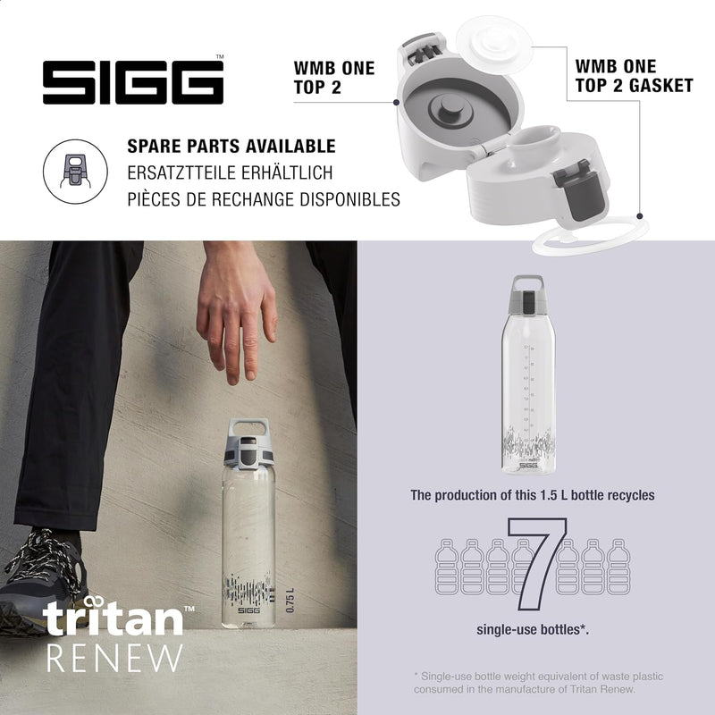 SIGG - Tritan Renew Trinkflasche - Total Clear ONE - Für Kohlensäurehaltige Getränke Geeignet - Spül