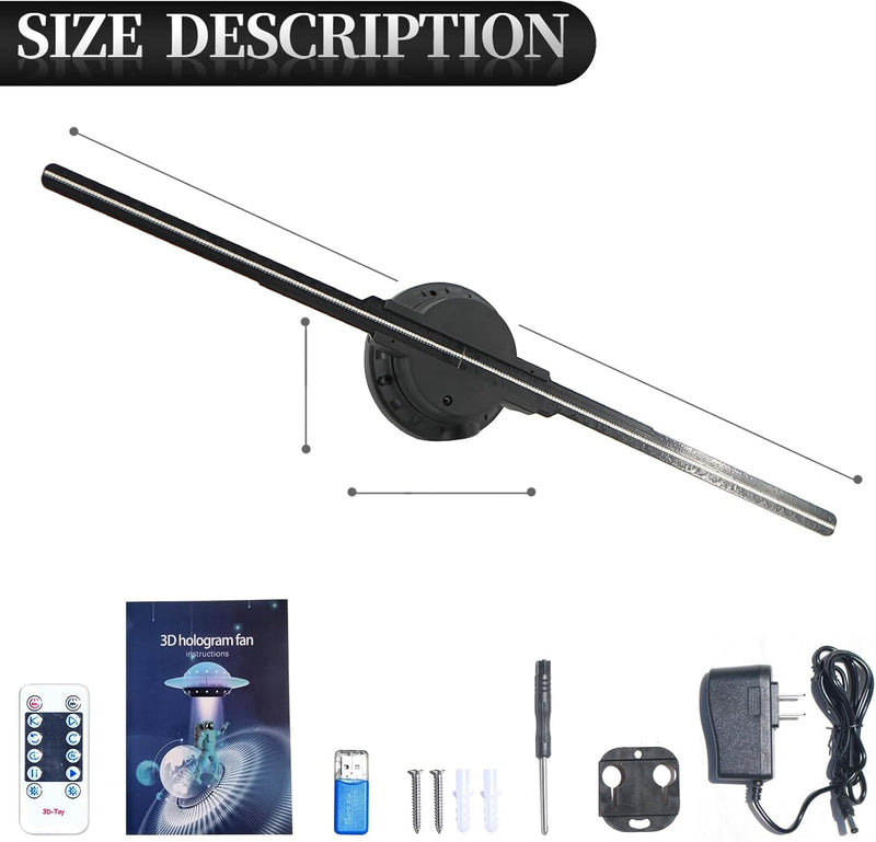 Missyou 50cm 3D Hologramm Fan mit WiFi und Bluetooth, HD LED Hologramm Projektor für Ausstellungen u