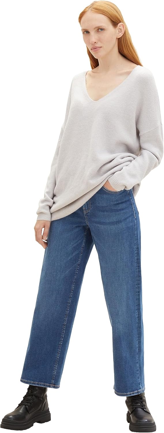Tom Tailor Denim Damen 1039768 Pullover (1er Pack) L 32253 - Basic Light Grey, L 32253 - Basic Light
