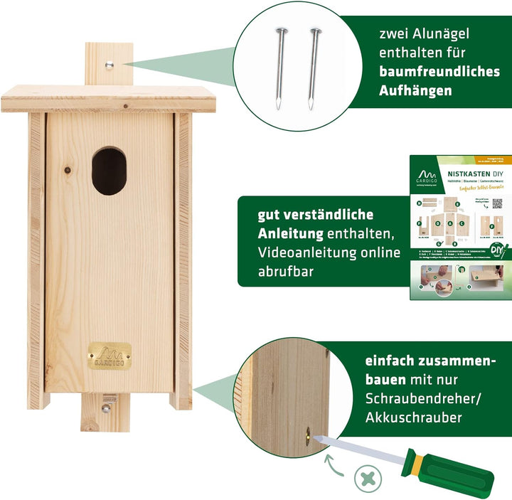 GARDIGO® Nistkasten Bausatz für Gartenrotschwanz I Vogelhaus zum selber bauen I Made in Germany I Vo