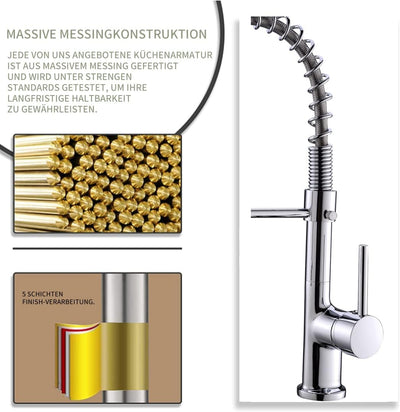 AIMADI Wasserhahn Küche Mischbatterien Küchenarmatur mit Brause Spültischarmatur Spiralfederarmatur