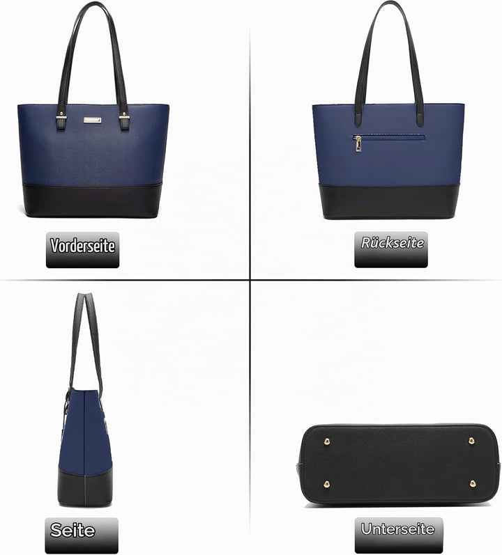 AILLOSA Handtasche Damen Gross Handtaschen Set Für Frauen Umhängetasche Taschen 5-blau&amp;schwarzs, 5-b