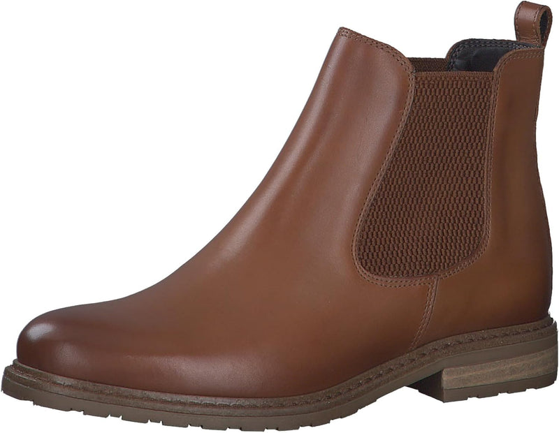 Tamaris Damen Chelsea Boot Lederstiefel Stiefelette Frauen Hellbraun M2505641 39 EU Braun Nut Leathe