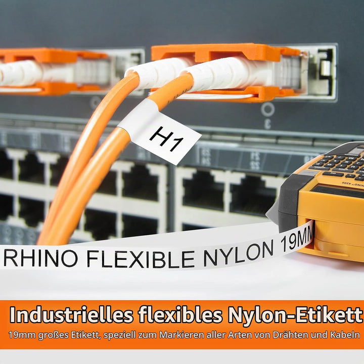 5x MarkField 19mm Flexible Nylon Schriftband Kompatibel mit Dymo Rhino 18489 Band Industrial Flexibl