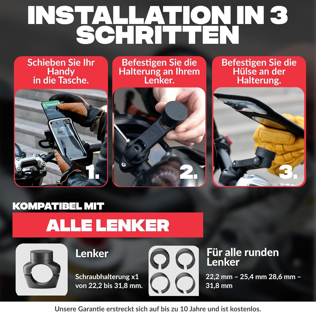 Shapeheart französische Innovation, magnetische Motorrad-Telefonhalterung Pro mit Gelenkarm und abne