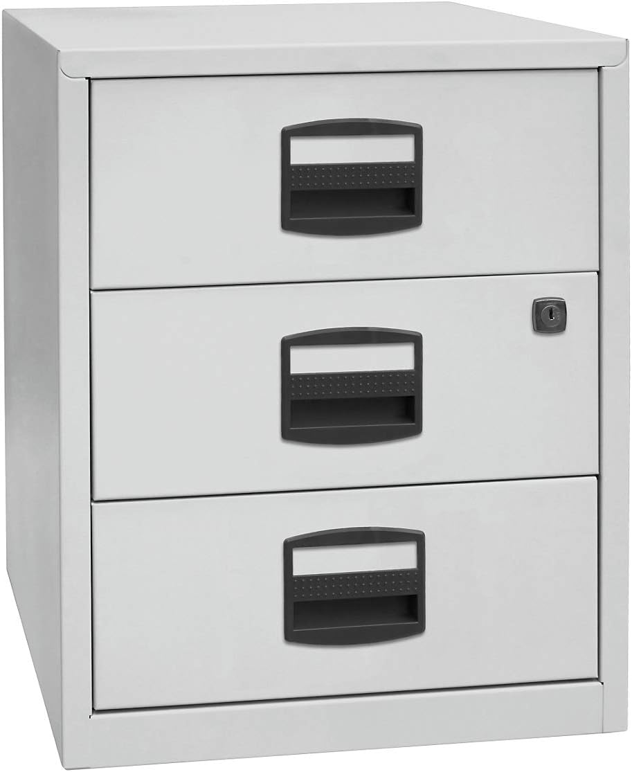 Bisley Home mobiler Beistellschrank PFA, 3 Universalschubladen, Metall, 505 Korpus Lichtgrau, Fronte