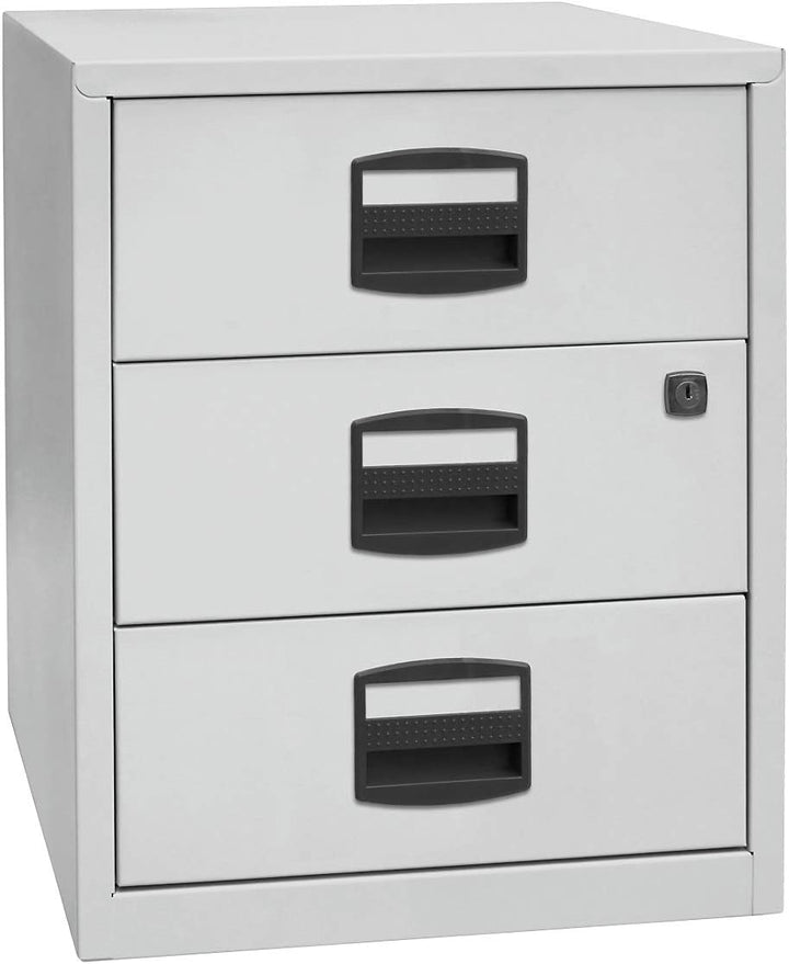 Bisley Home mobiler Beistellschrank PFA, 3 Universalschubladen, Metall, 505 Korpus Lichtgrau, Fronte