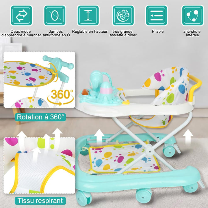 Lauflernhilfe für Babys, faltbar, Lauflernhilfe für Babys, multifunktional, mit leisen Rädern, Aktiv