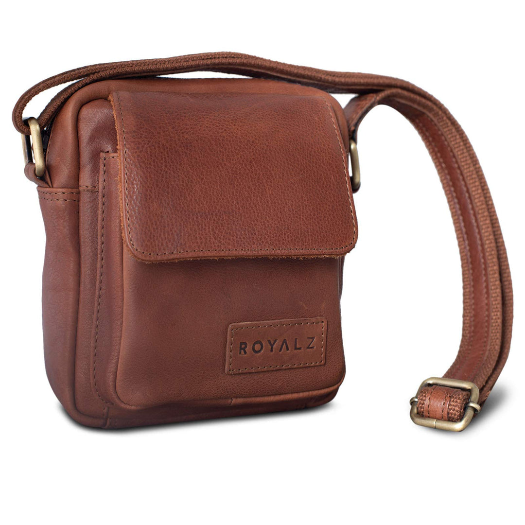 ROYALZ 'Austin' Umhängetasche Klein für Herren Leder Vintage Look Kleine Schultertasche Mini Seitent