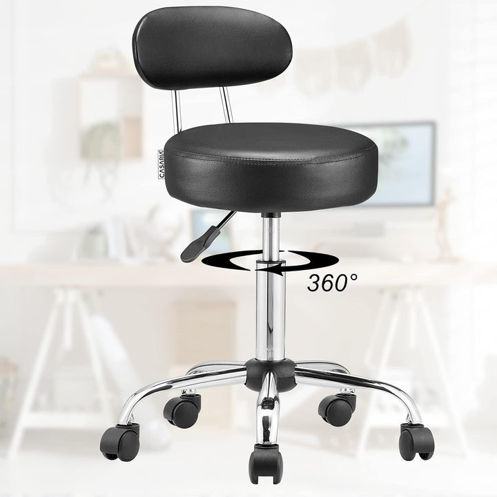 Casaria® Rollhocker mit Lehne Höhenverstellbar 2er Set 360°C Drehbar 46-60cm Sitzhöhe 10cm Polsterun