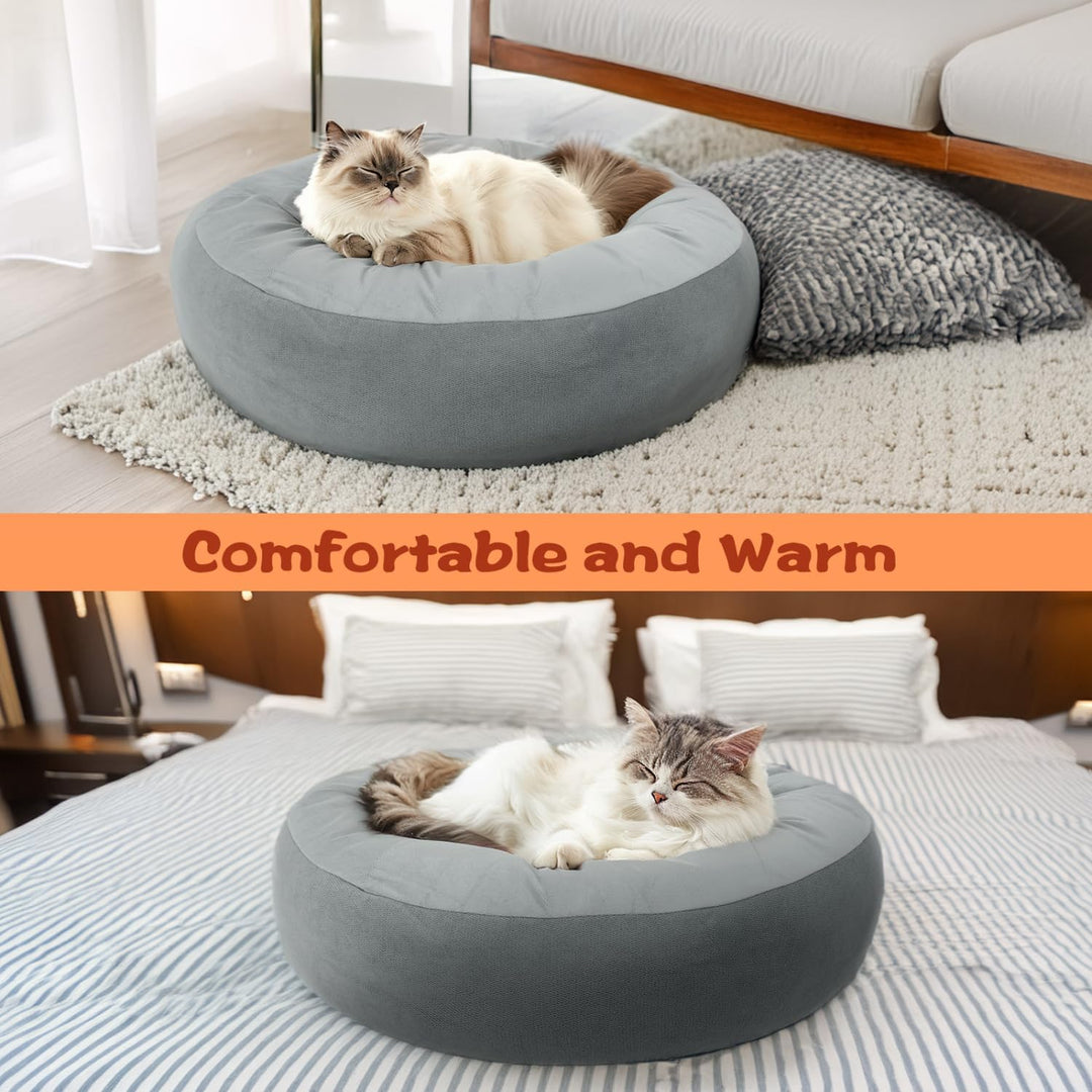 Nobleza - Katzenbett Einstellbare Temperatur, Donut Wärmematte mit Anti-Bite-Schlauchwickel Kabel, W