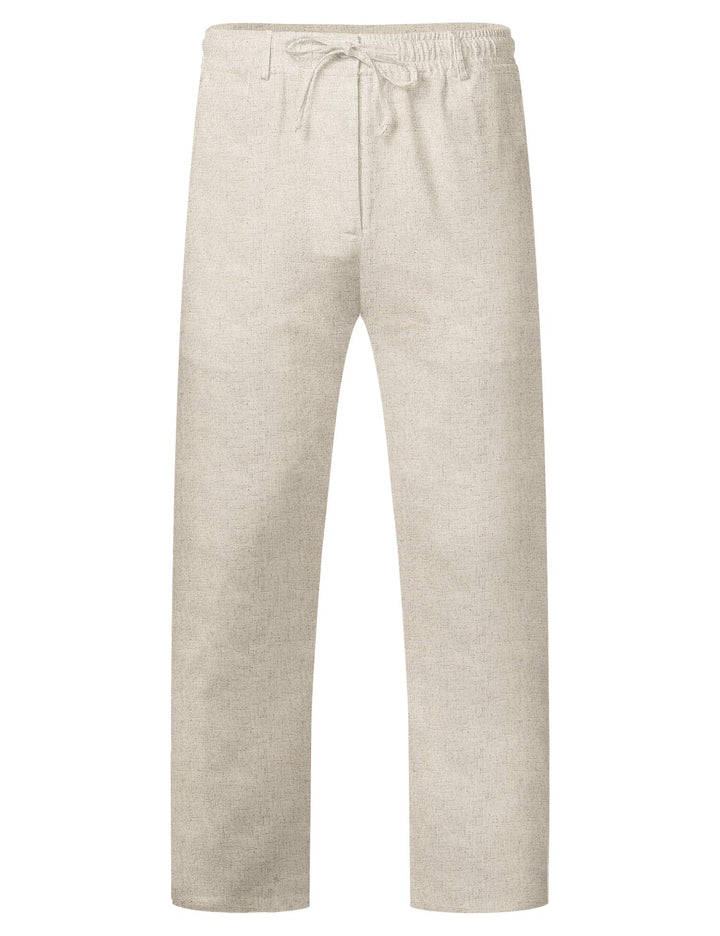 COOFANDY Herren Leinenhose mit Kordelzug Leicht Sommerhose Freizeithose Einfarbig Hose Lang für Männ